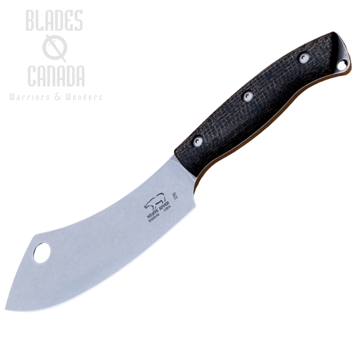 White River Camp Cleaver Fixed Blade Knife, CPM S35VN, Micarta Black/OD Green, WRCC55-LBO White River Camp Cleaver Fixed Blade Knife, CPM S35VN, Micarta Black/OD Green, WRCC55-LBO